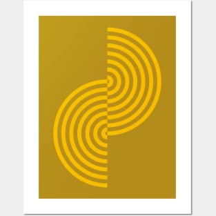 Groovy Waves - Warm Yellow on Mustard Posters and Art